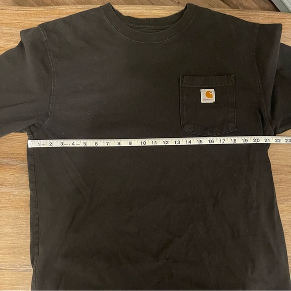 Carhartt Men's T Shirt Size Medium 100% Cotton Black Long Spell Out Sleeve Loose - Picture 6 of 7